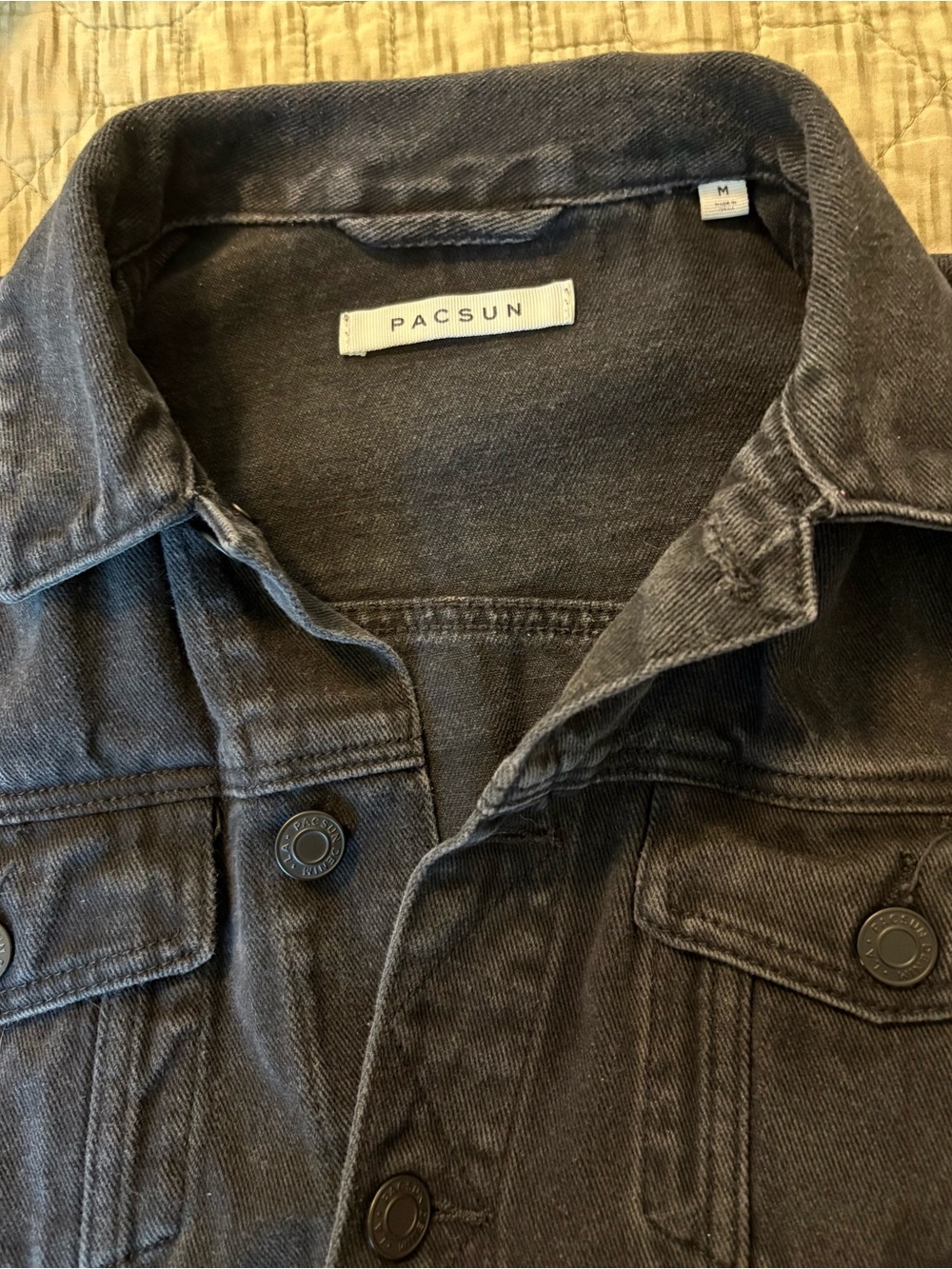 PACSUN Women’s Medium Black Denim Button-Up Jacket 100% Cotton